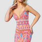 Jovani pink short cocktail dress with pastel multicolor beads.