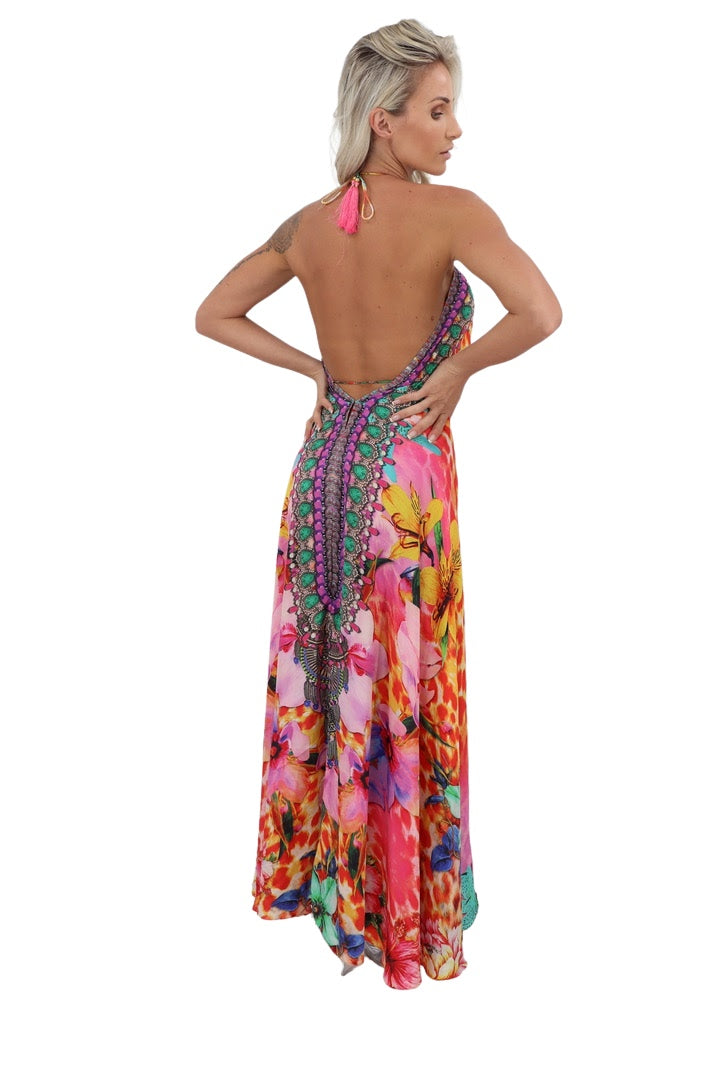 Cheetah Bouquet Maxi Dress
