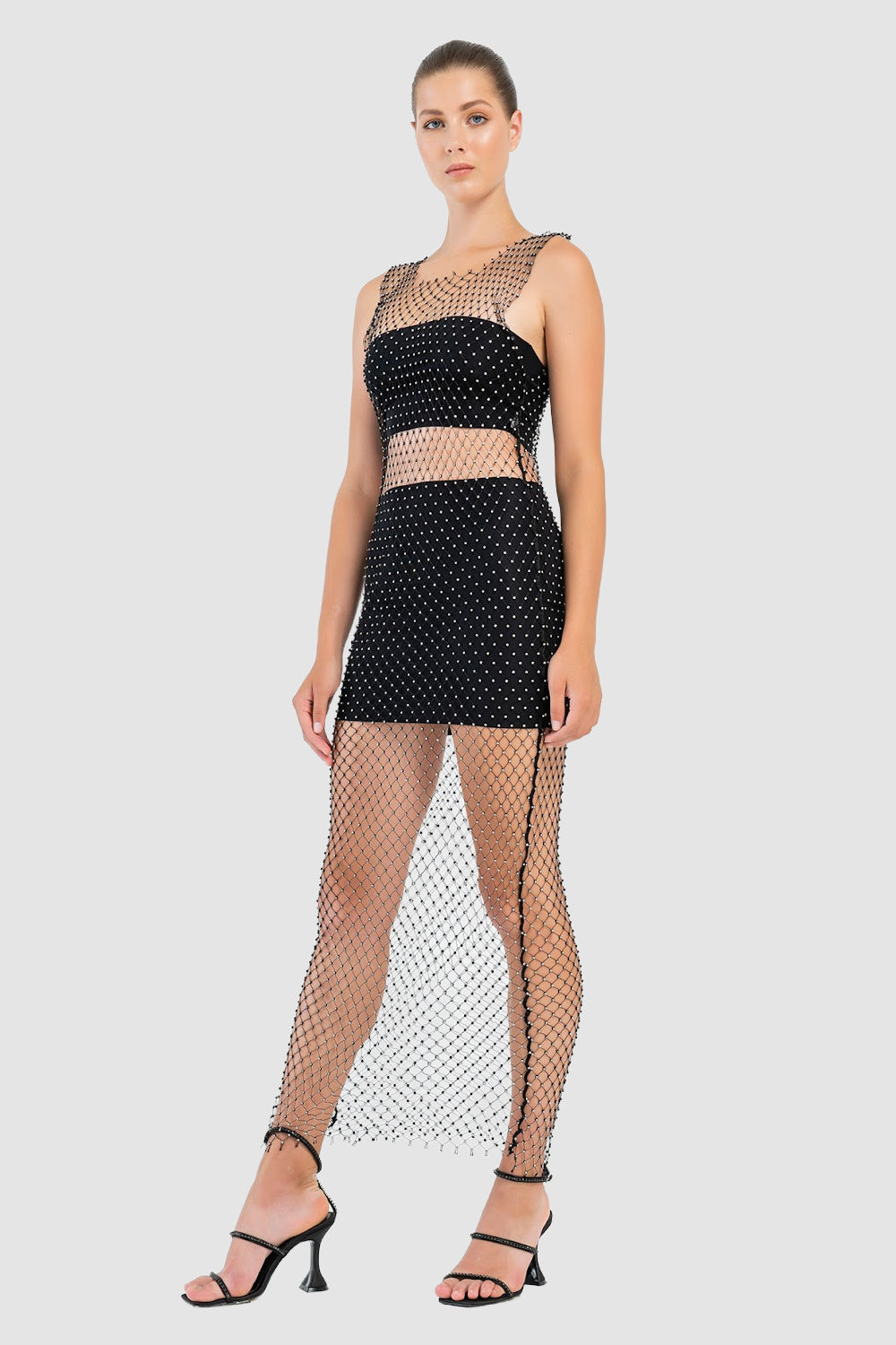 KIKI RIKI Black Fishnet Dress Long