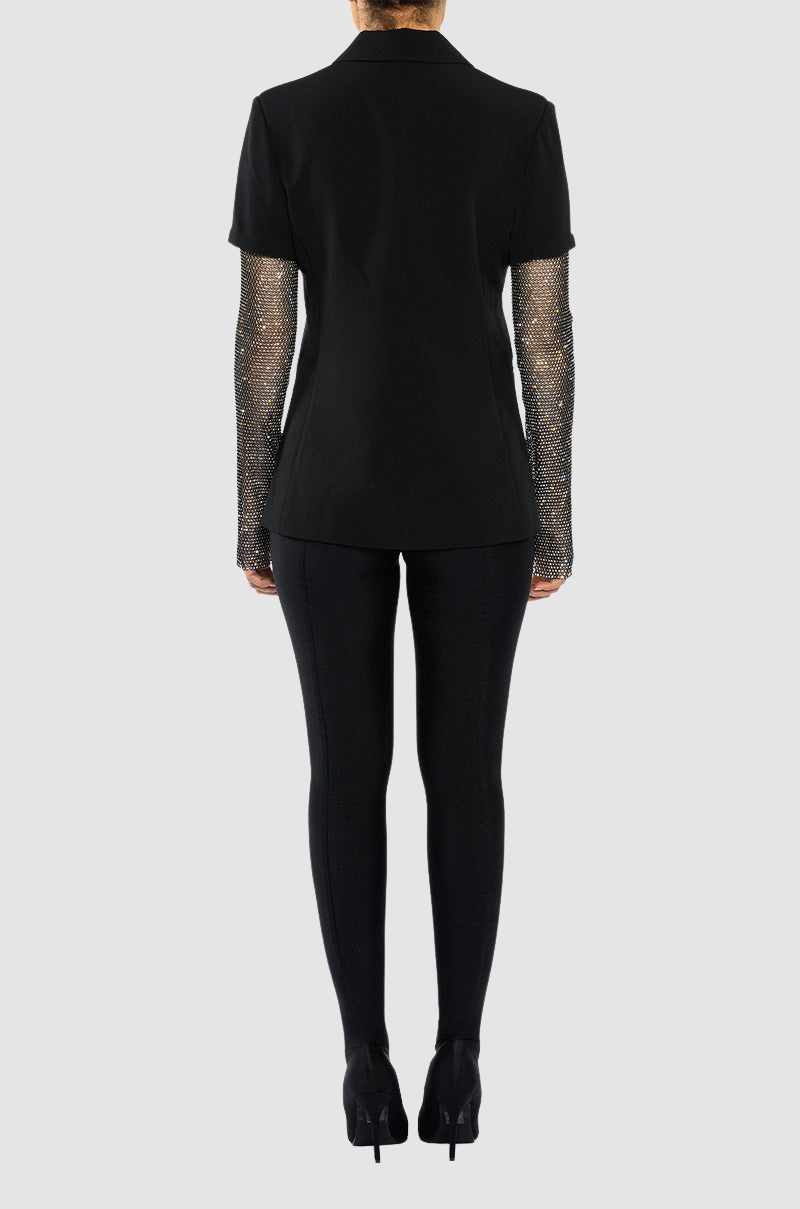 Black Crystal Mesh Blazer