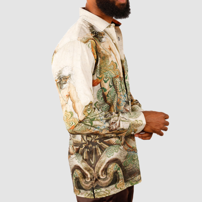 Barabas Cream Horses Shirt side