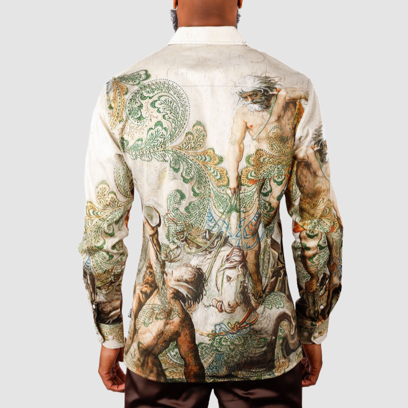 Barabas Cream Horses Shirt back