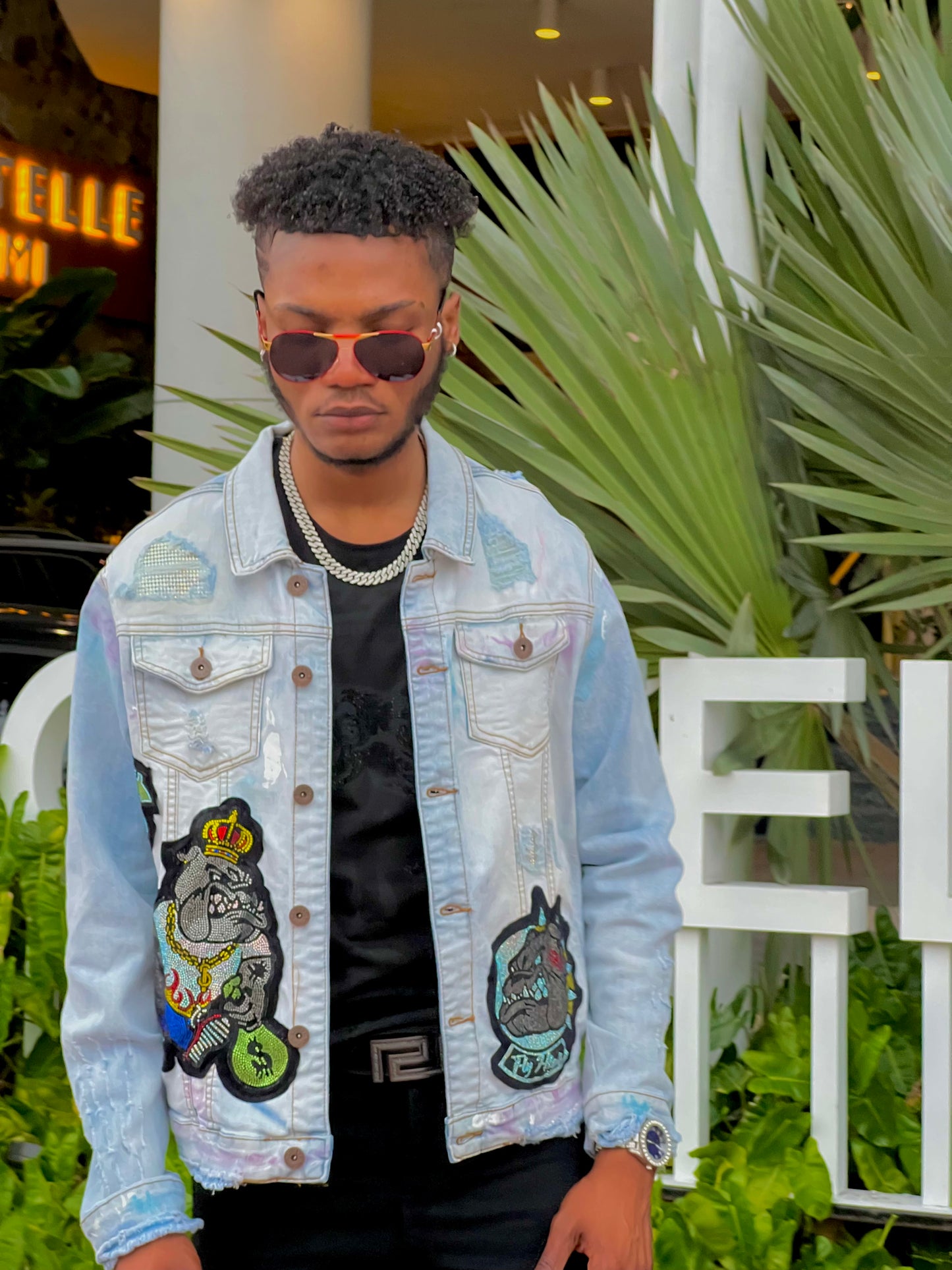 majestic Ice Blue Bulldog Denim Jacket