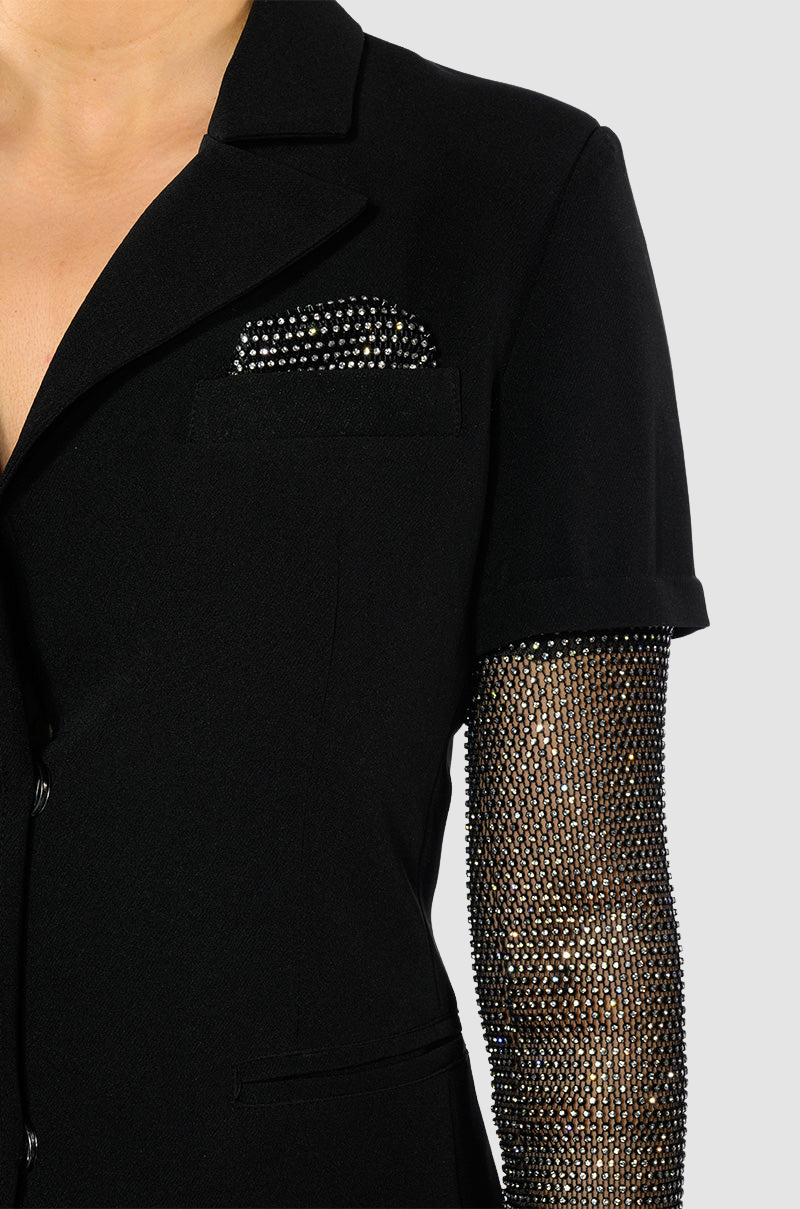 Black Crystal Mesh Blazer