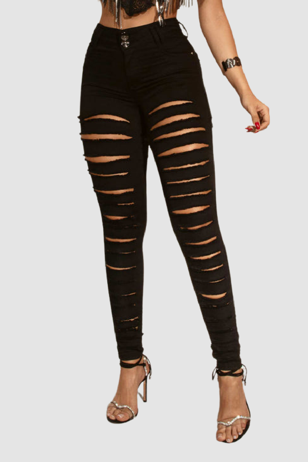 Skinny Razored Black Pants