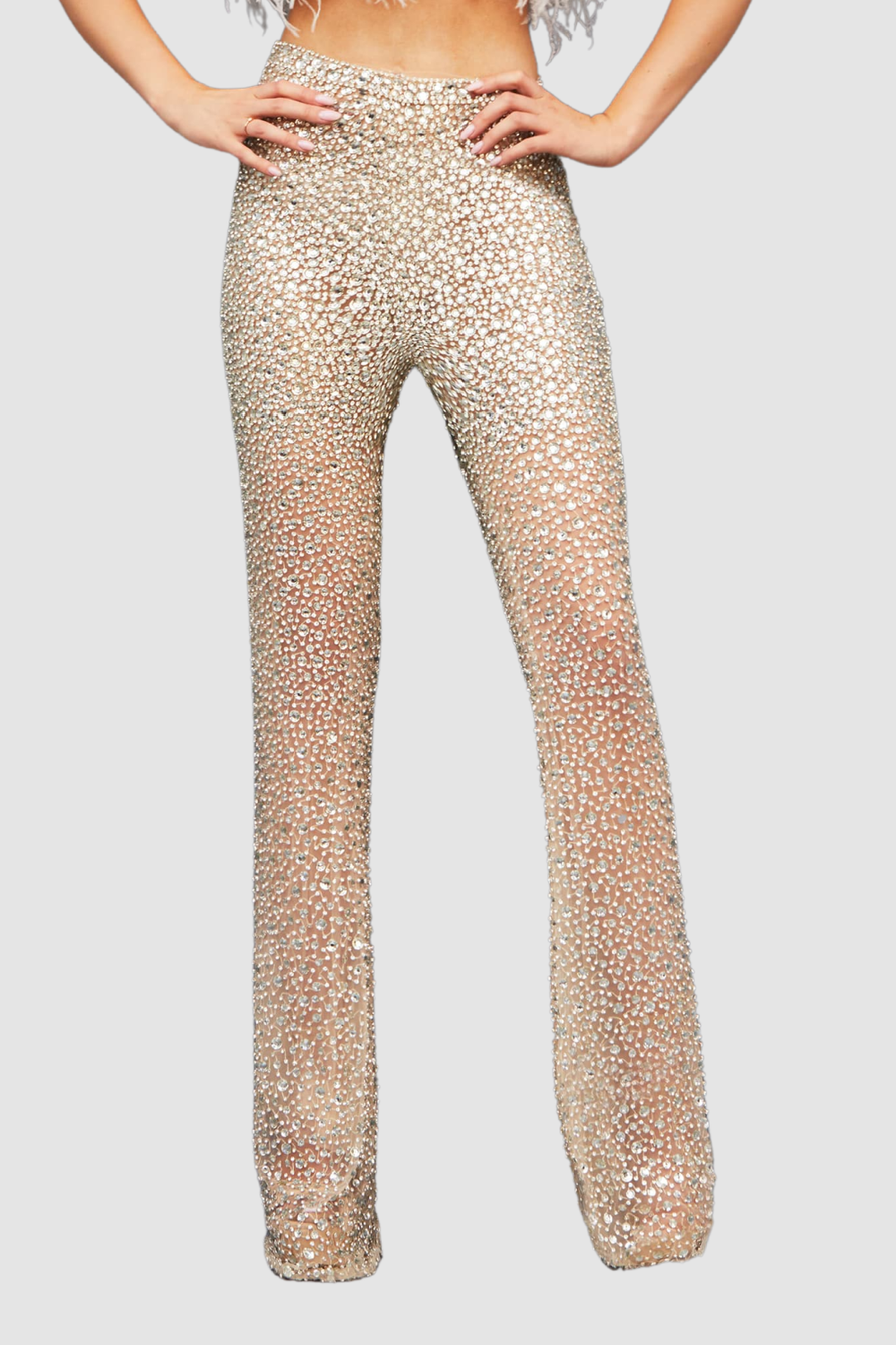JOVANI Nude Crystals Pants