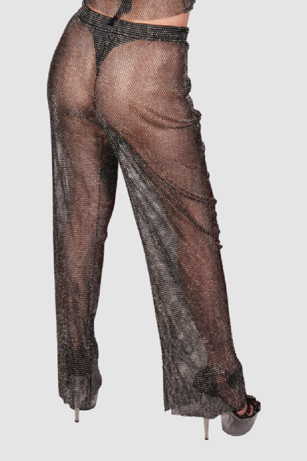 WESTERN FASHION Rhinestone Mesh Pants