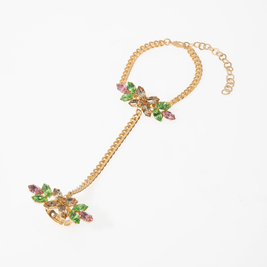 Multicolor Gold Bracelet w Ring