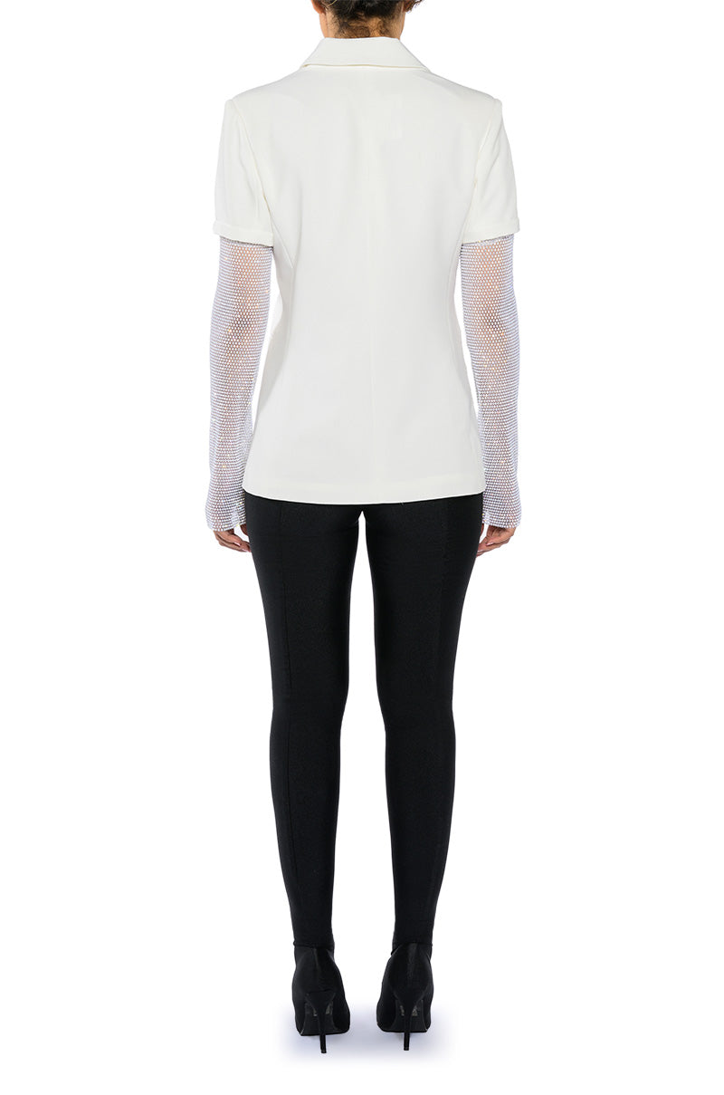 azalea wang white crystal mesh blazer