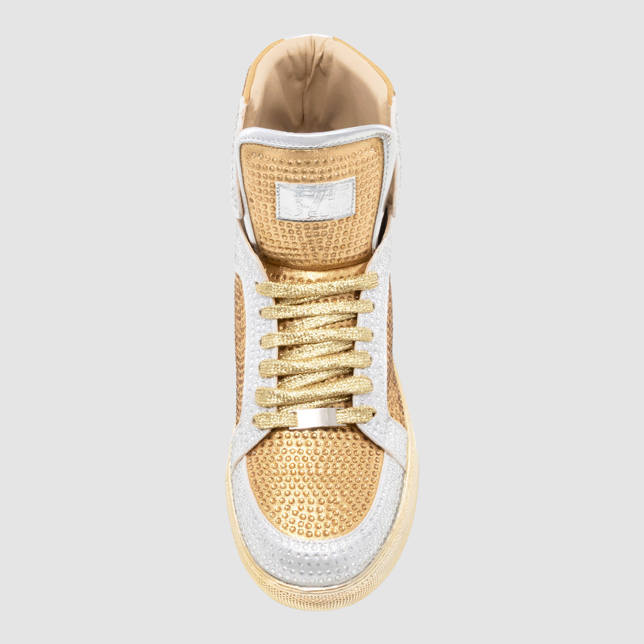 j75 Gold-Silver Sneakers With Crystals