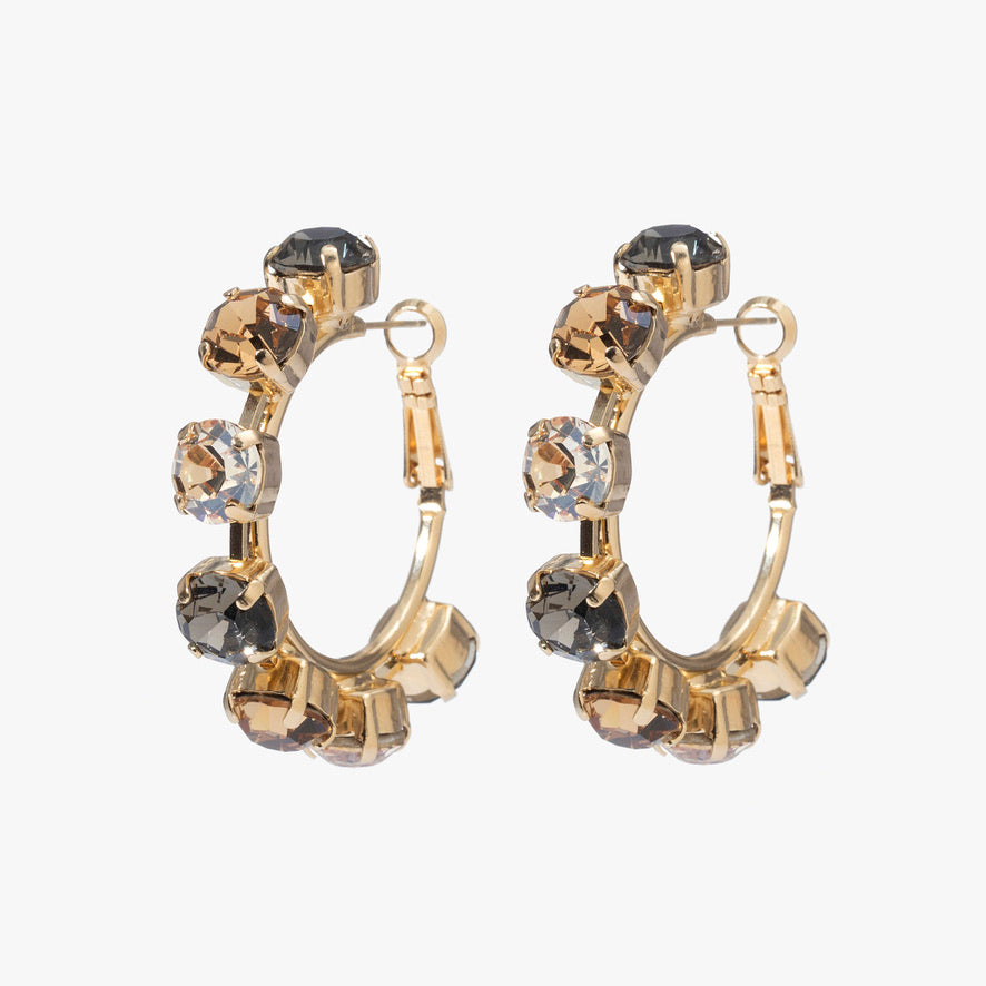 El Dorado Tricolor Crystals W Gold Hoop Earrings