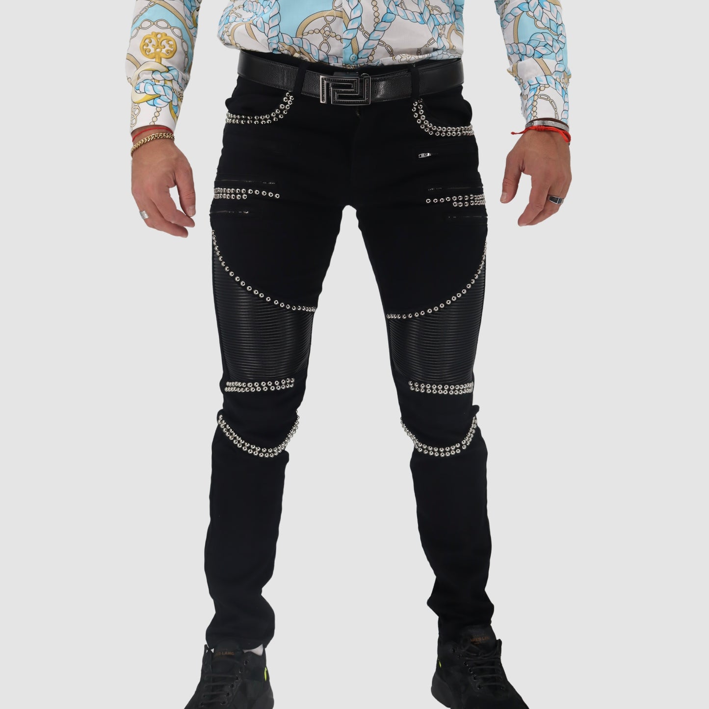 BAROCCO Black Jeans W Silver Studs