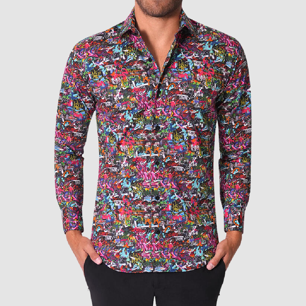 BERTIGO Pink Abstract Art Shirt