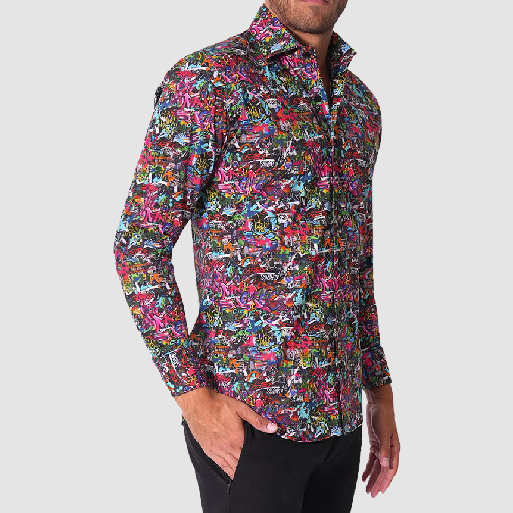 BERTIGO Pink Abstract Art Shirt