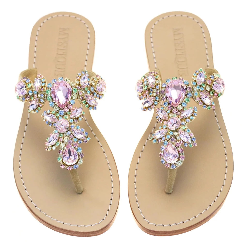 Mystique 4653 Gold/Rose Sandals.