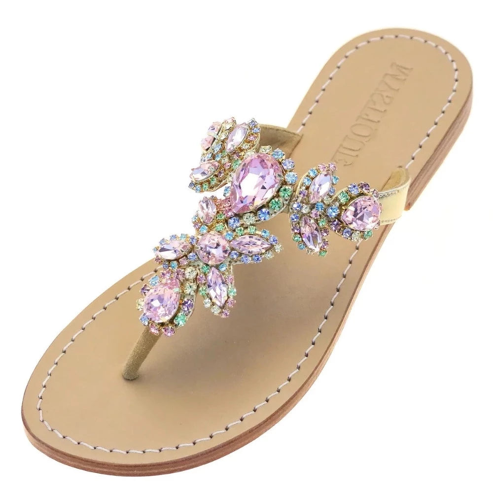 Mystique 4653 Gold/Rose Sandals.
