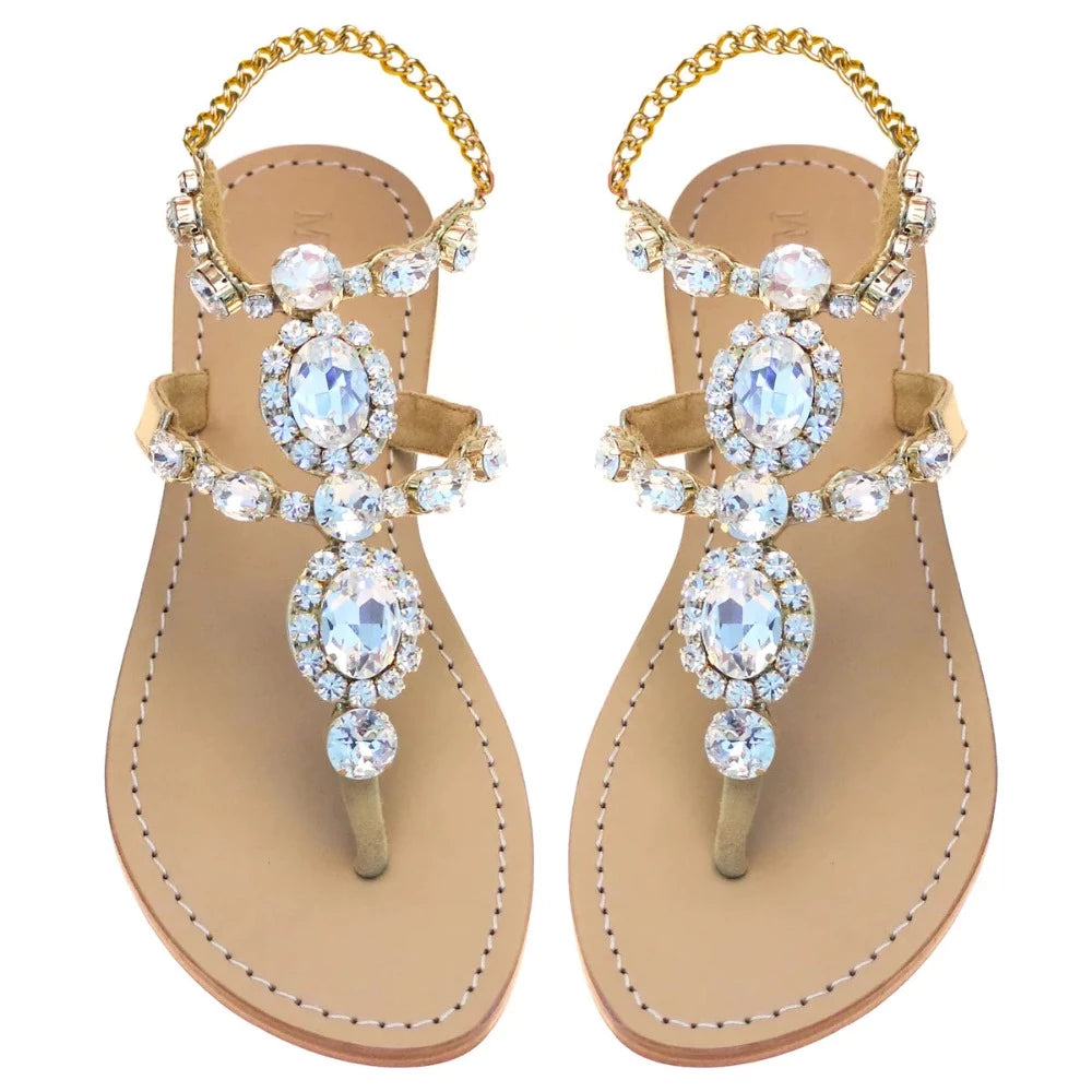 Mystique 4766 Gold/clear sandals.