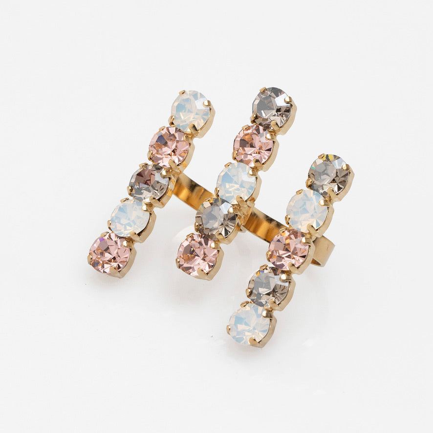 3 Rows White Opal Multi Ring