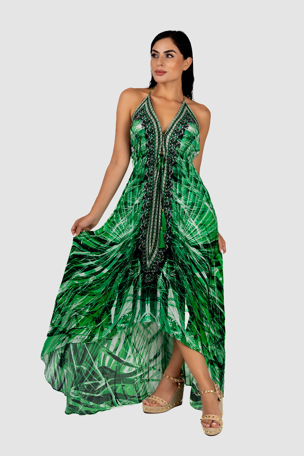 casa del mar Green Palm 2C Maxi Dress