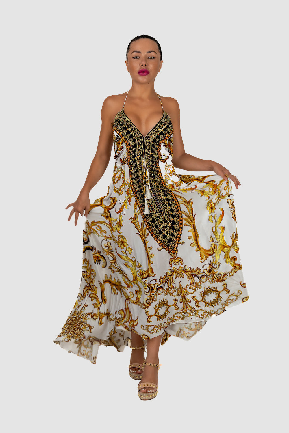 CASA DEL MAR Baroque White Maxi Dress