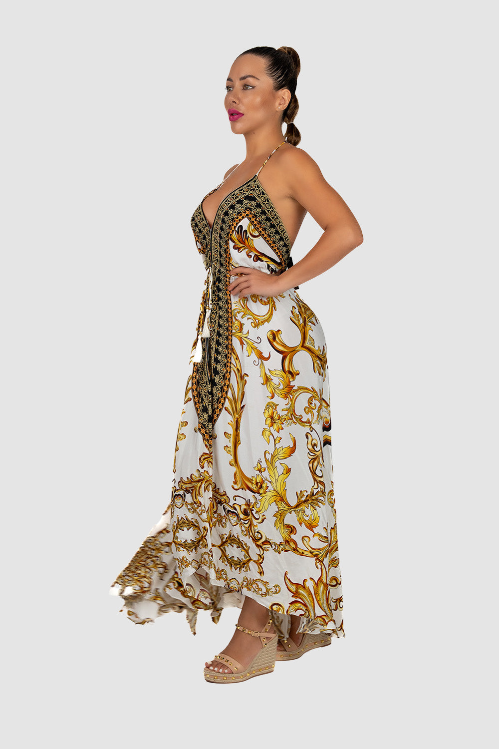 CASA DEL MAR Baroque White Maxi Dress