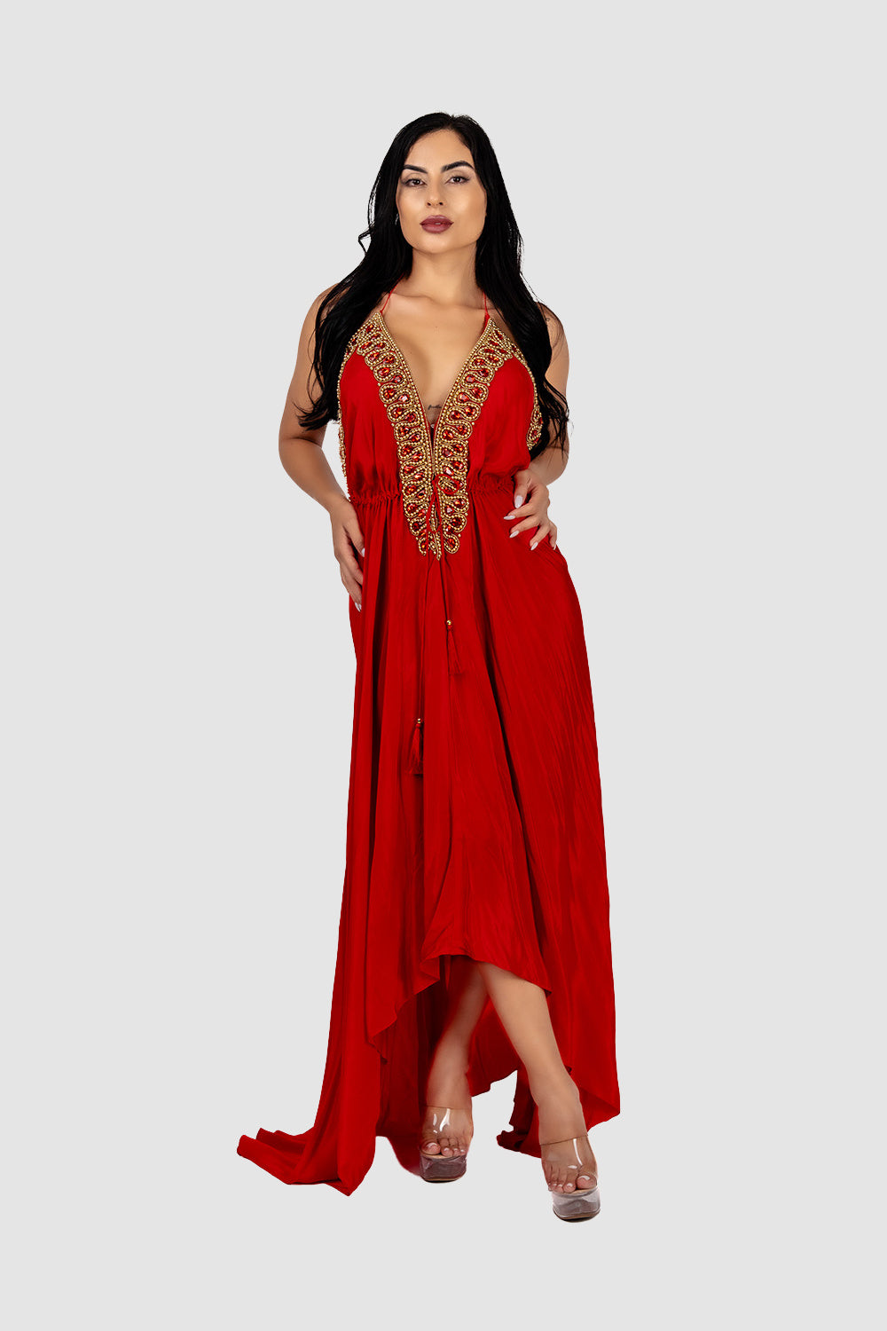 Embroidered Red Maxi Dress Embroidered Red Maxi Dress
