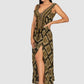 Casa Del Mar Baroque Golden Slit Maxi Dress