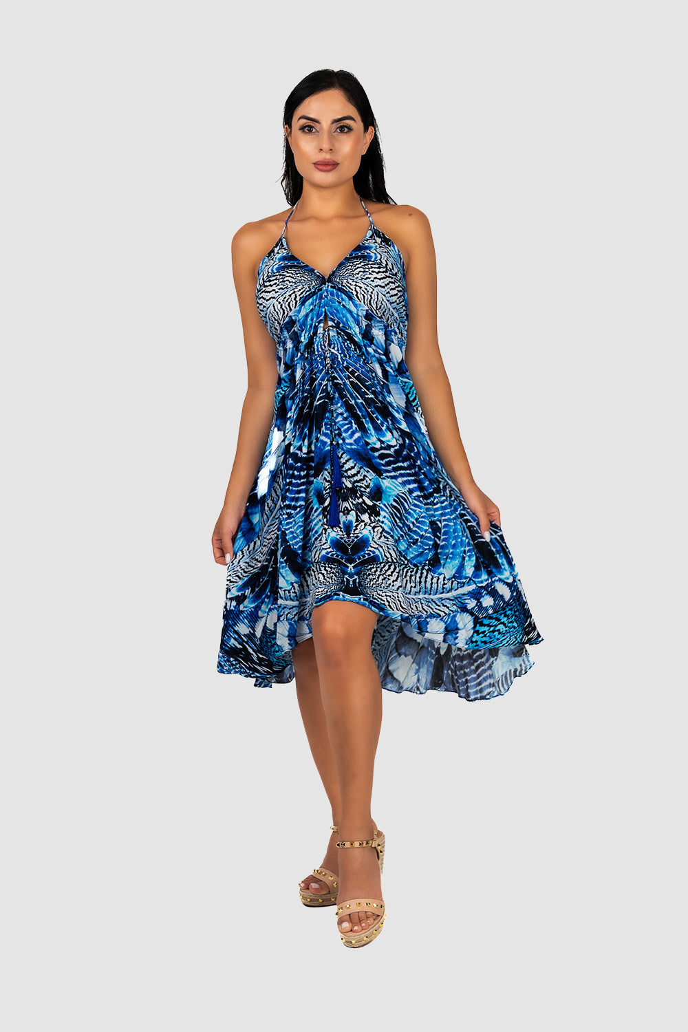Blue Feather Mini Dress Blue Feather Mini Dress