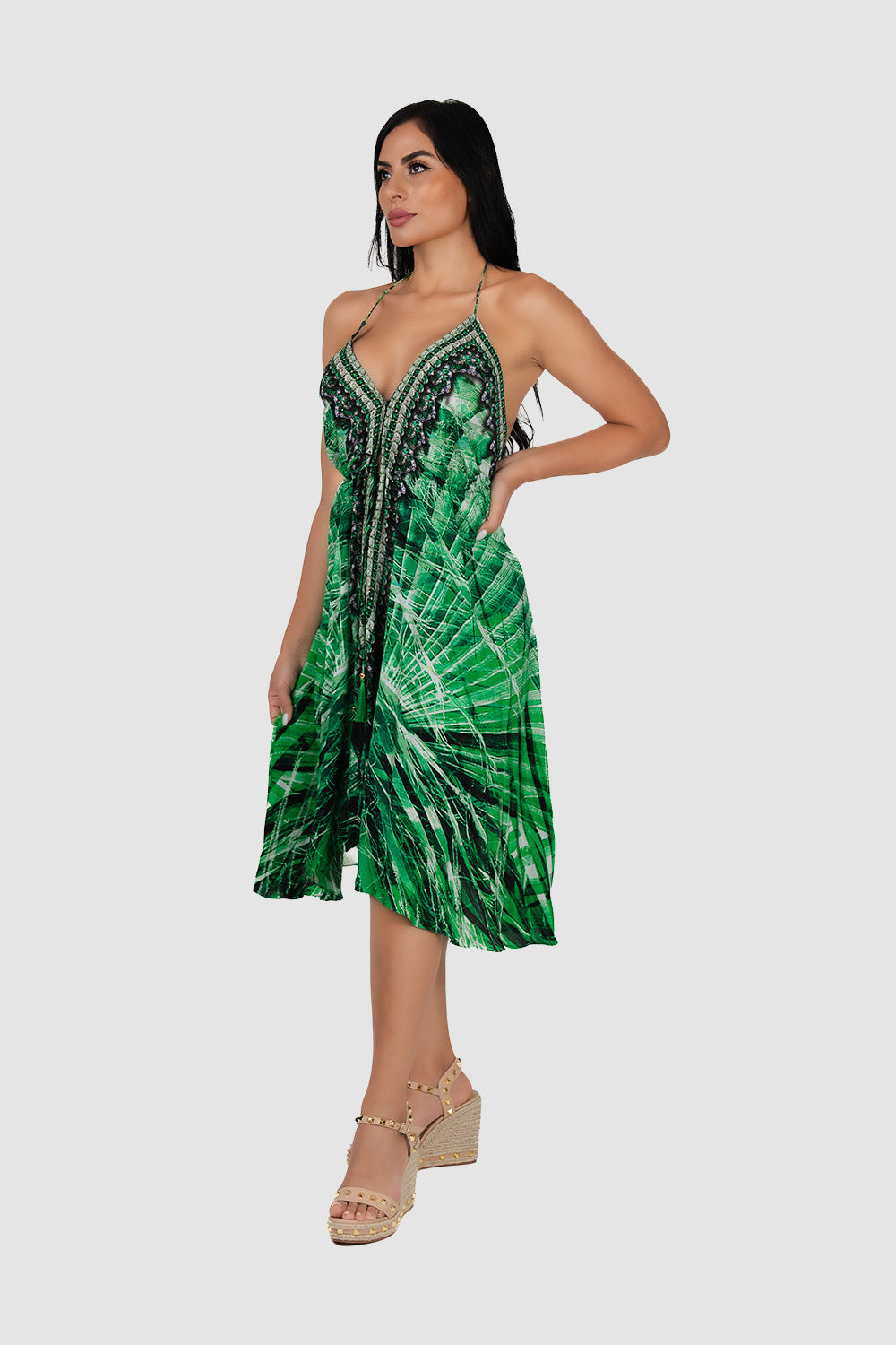 Casa Del Mar Green Palm 2C Mini Dress