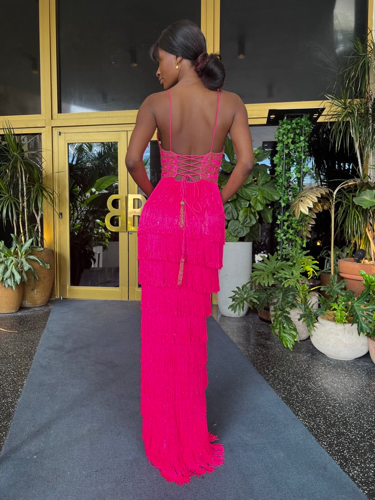 UROCK COUTURE Neon Pink Long Dress