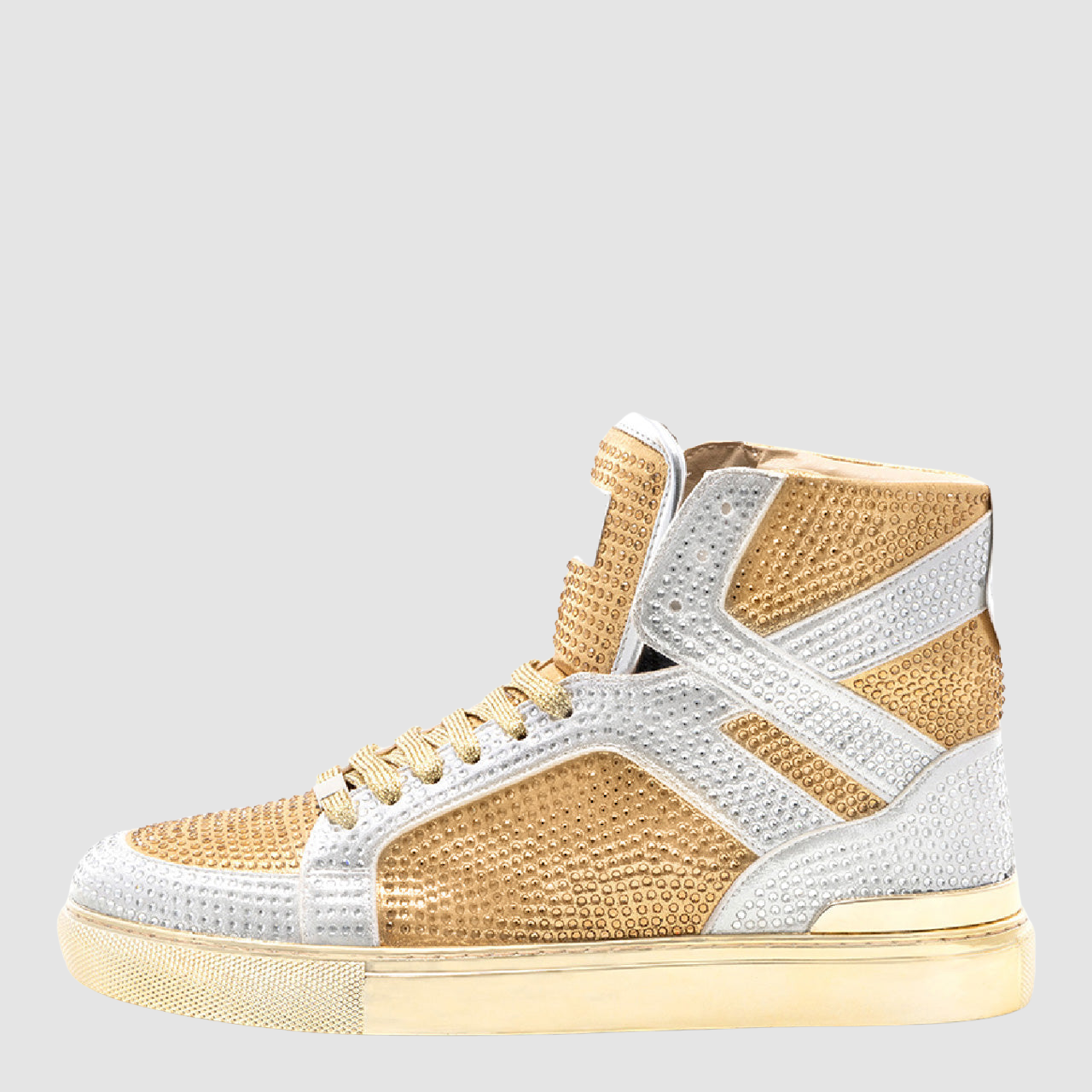 j75 Gold-Silver Sneakers With Crystals