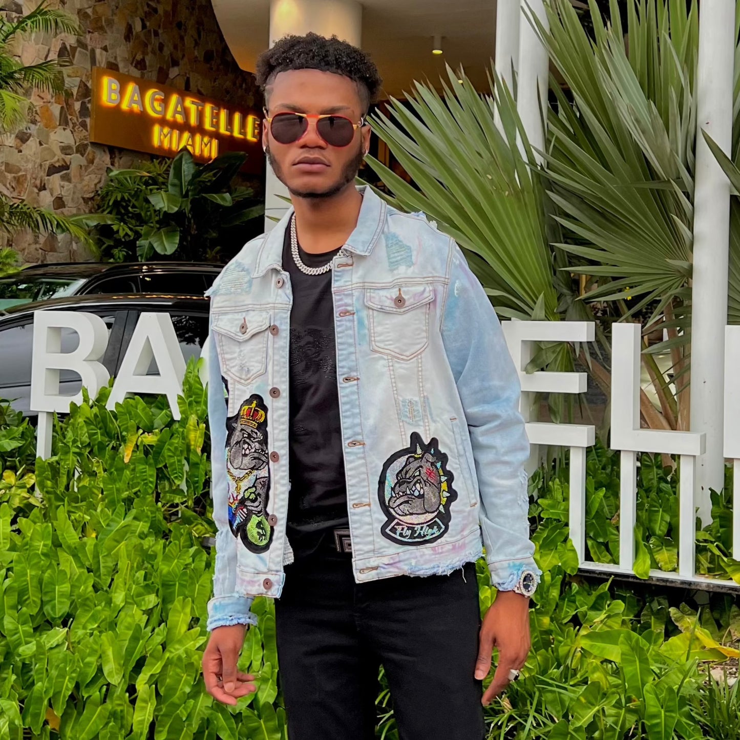 majestic Ice Blue Bulldog Denim Jacket