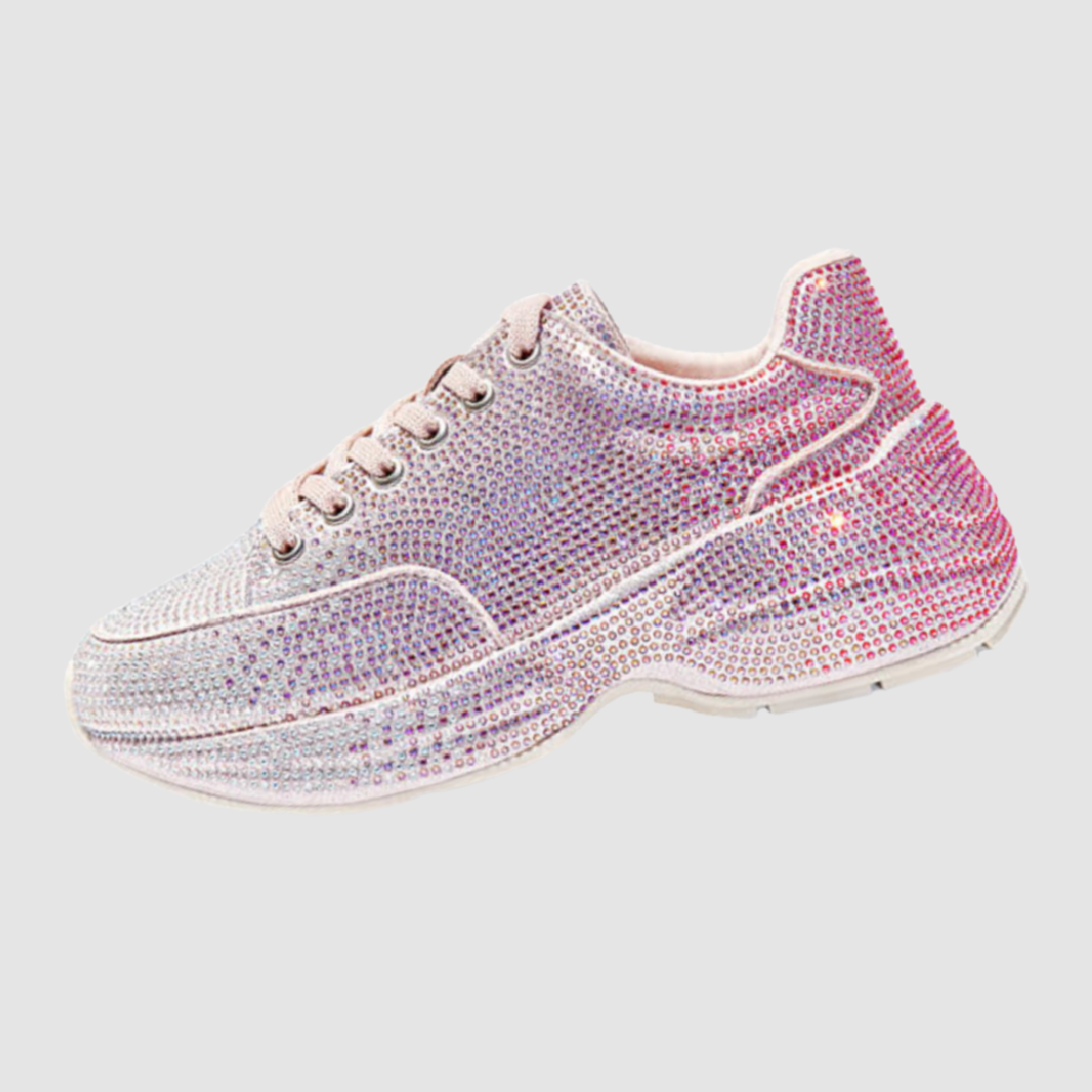 Pink sneakers with store silver bottom