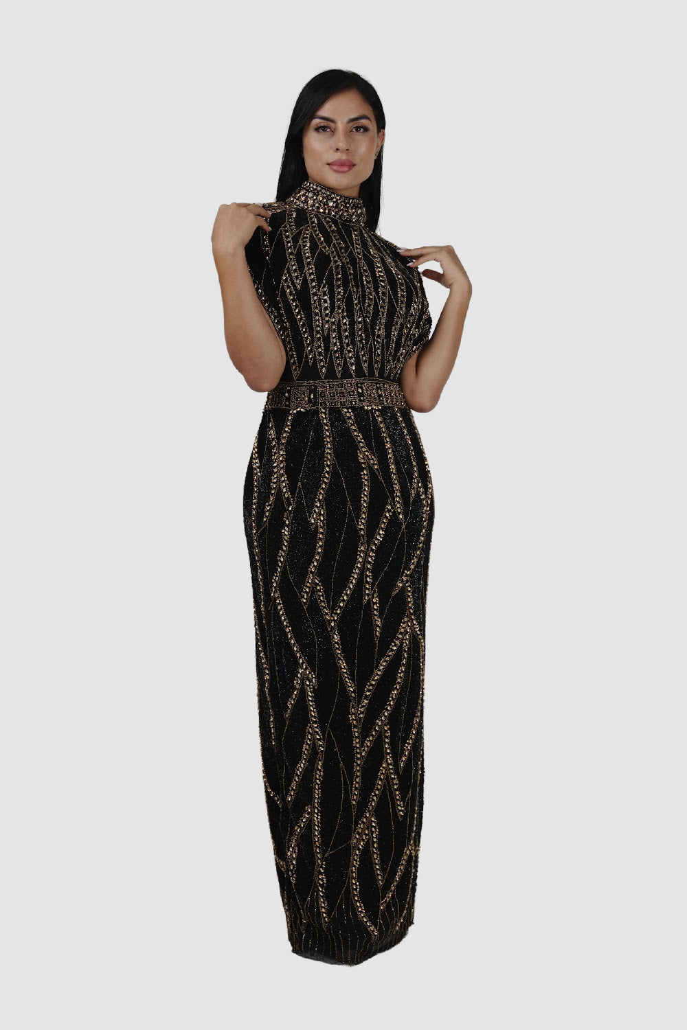 DIAMOND FOR EDEN Black/Gold Long Dress