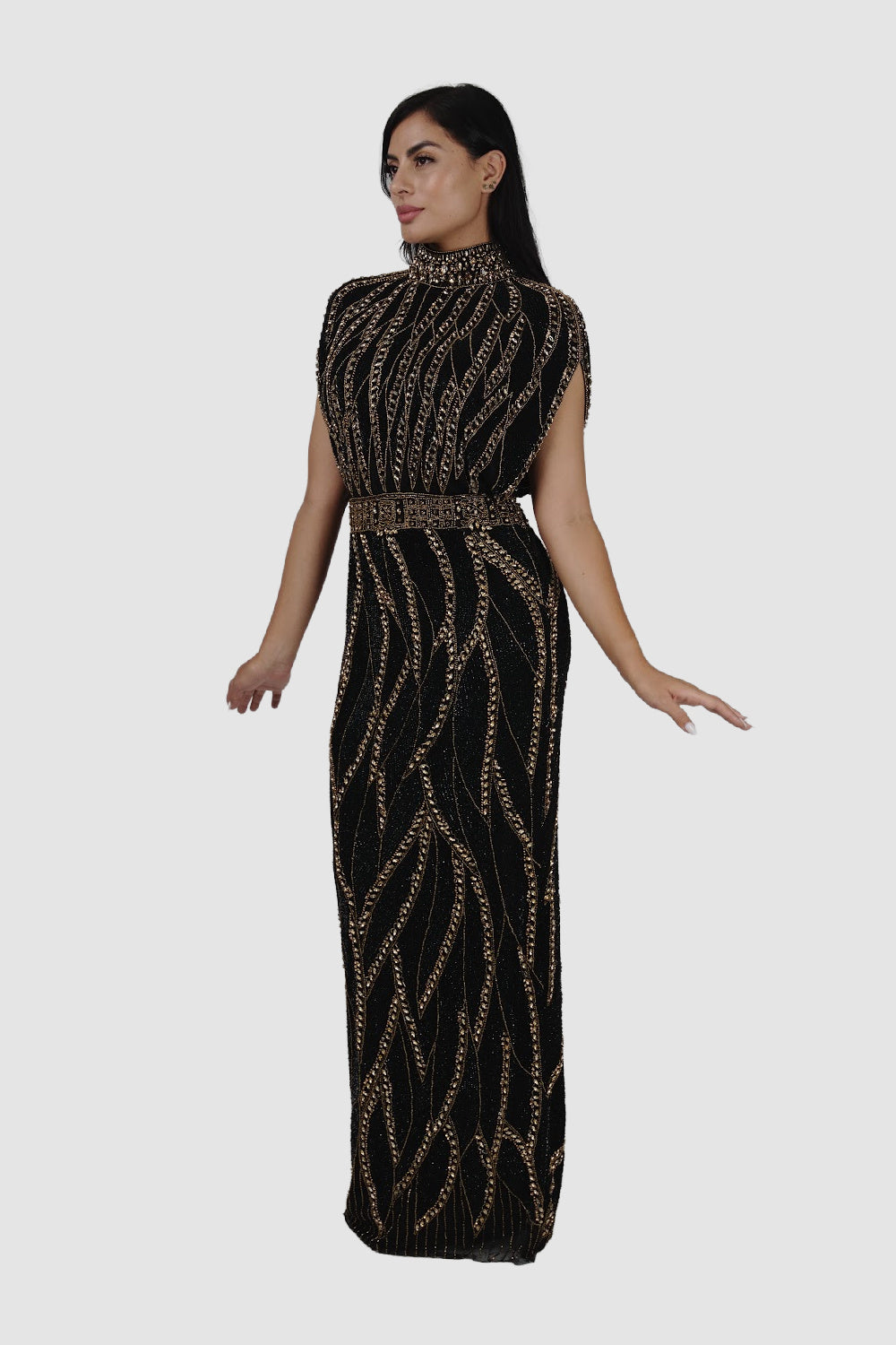 DIAMOND FOR EDEN Black/Gold Long Dress