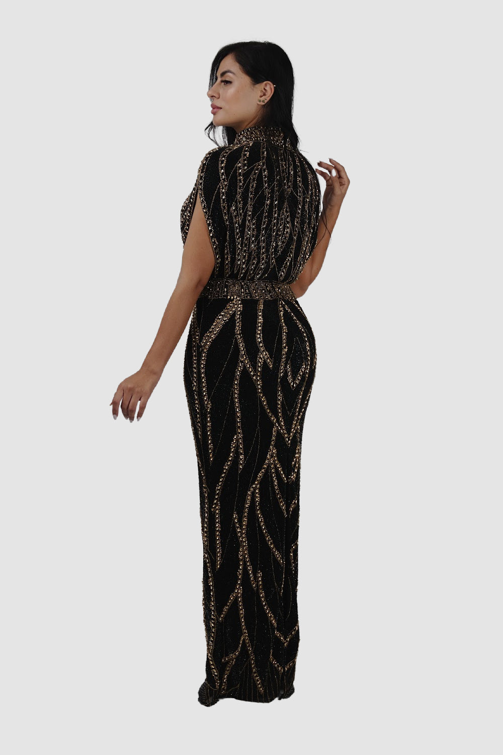 DIAMOND FOR EDEN Black/Gold Long Dress