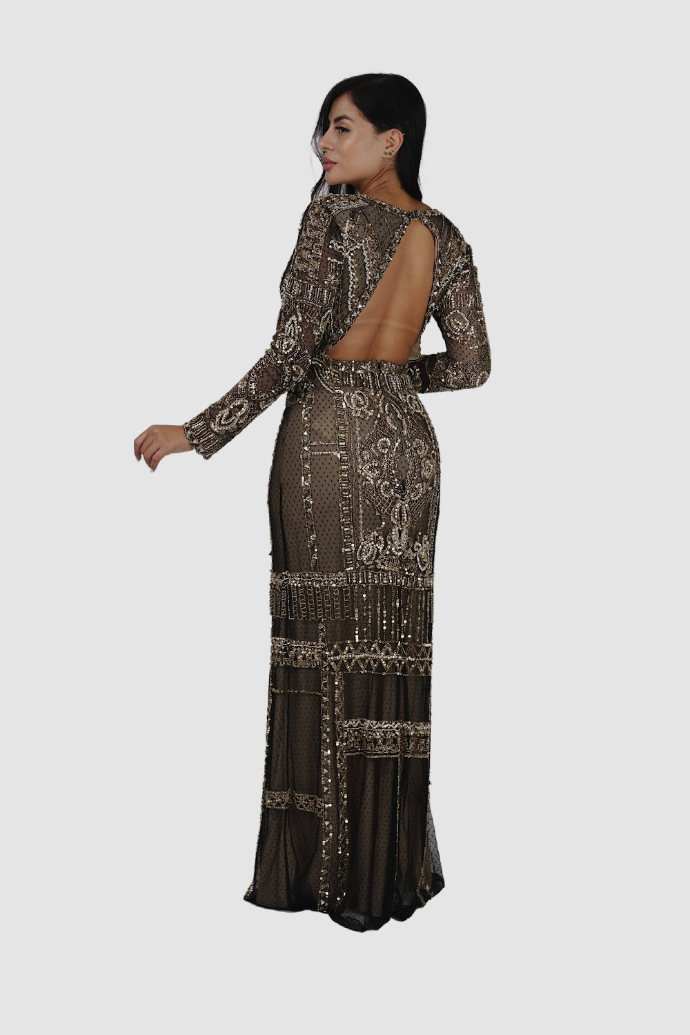 DIAMOND FOR EDEN Diamond For Eden Black/Gold Long Dress