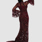 Diamond For Eden Wine With Gold Beads Long Dress