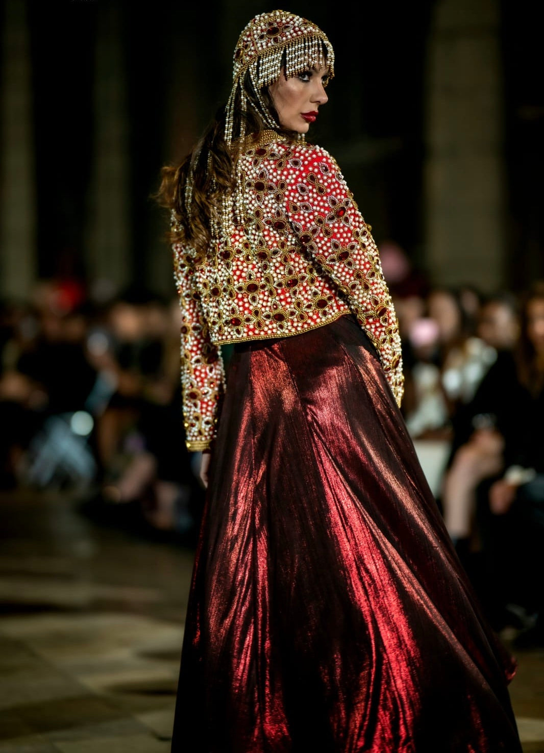 Red Jacket with Red Crystals and Pearls