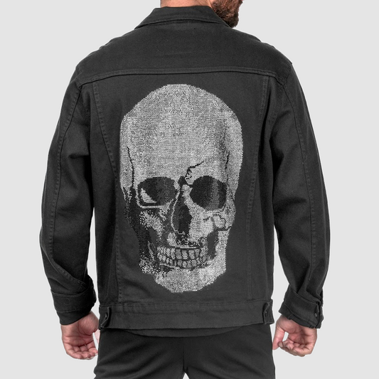 ADDICTED Black Jacket W Silver Skull