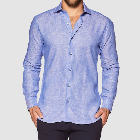 BERTIGO Blue Linen Shirt