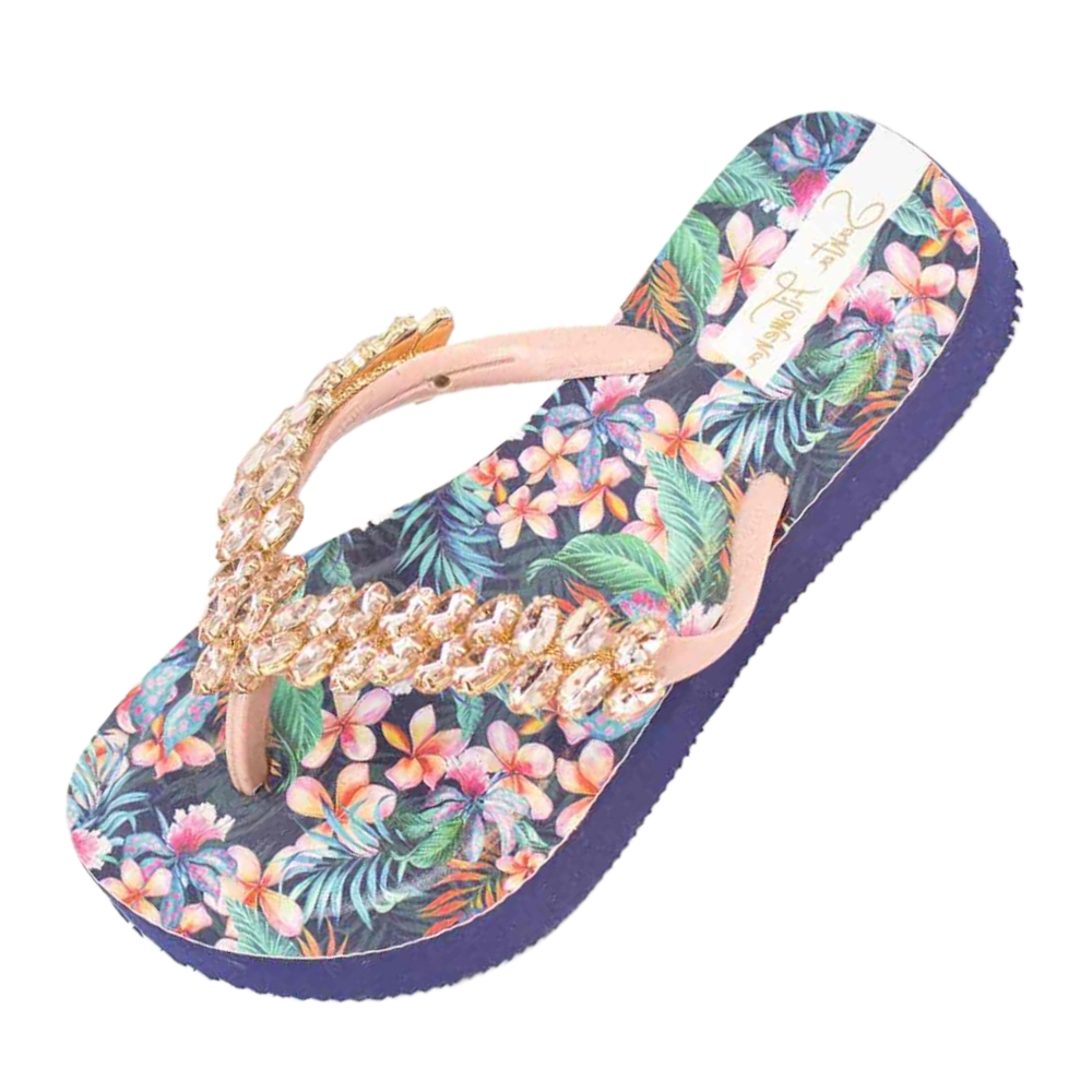 Santa Filomena Blue Pink Flower Sandals URock Couture