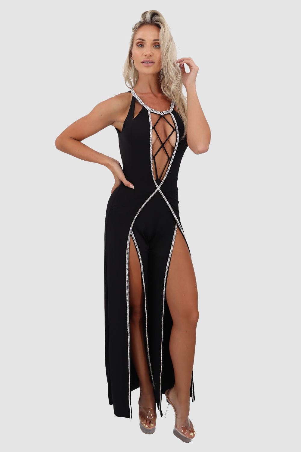 VIE SAUVAGE Adrian Black Jumpsuit W Silver