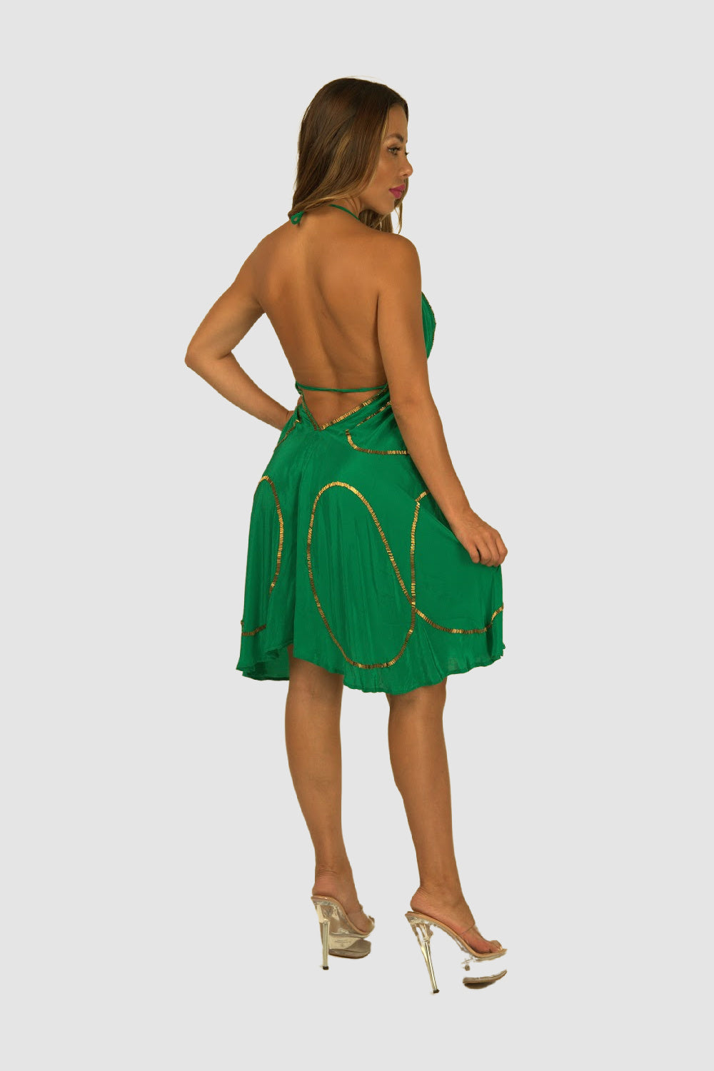 JSQUAD Emerald W Gold Dress