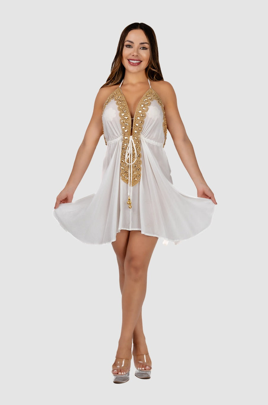 Jsquad White W Gold Short Dress