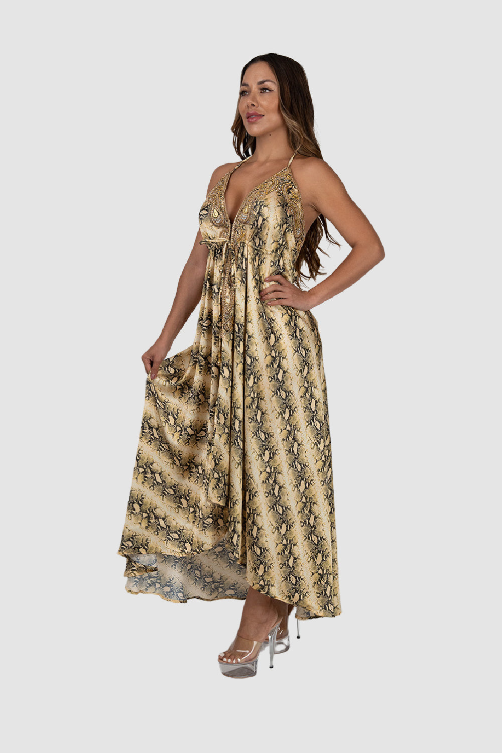 Jsquad Gold Snake Dress
