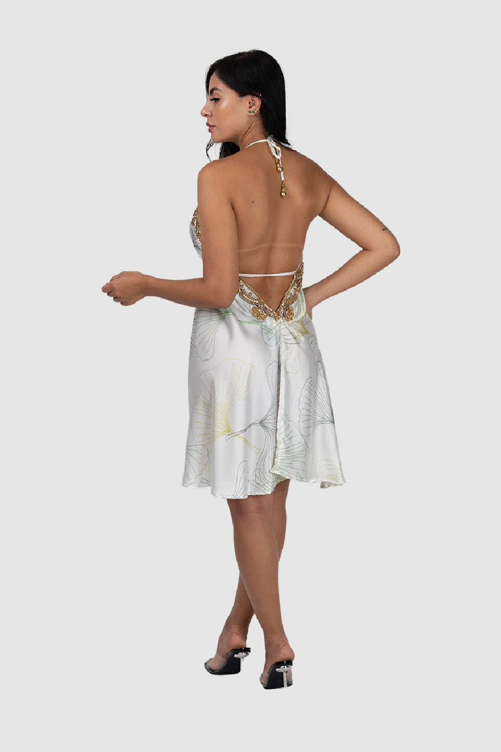 JSQUAD White W Leaves Short Dress