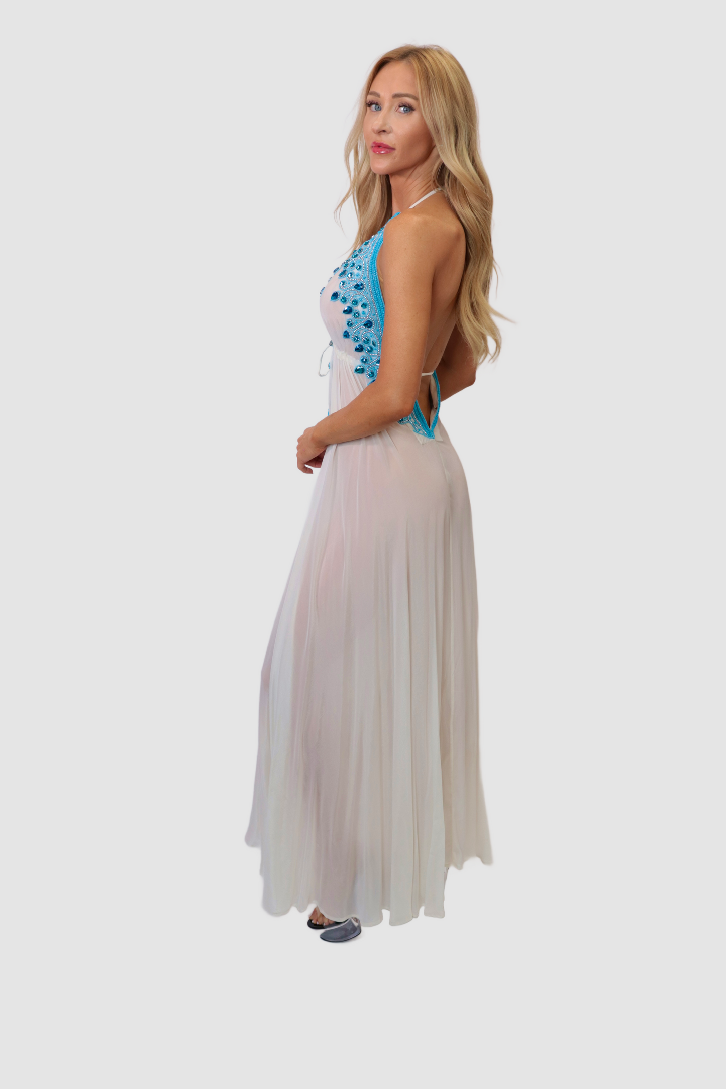 Mykonos White/Turquoise Dress