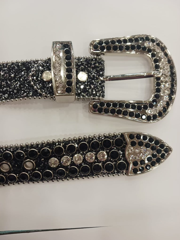 Black Shimmer Crystals Belt
