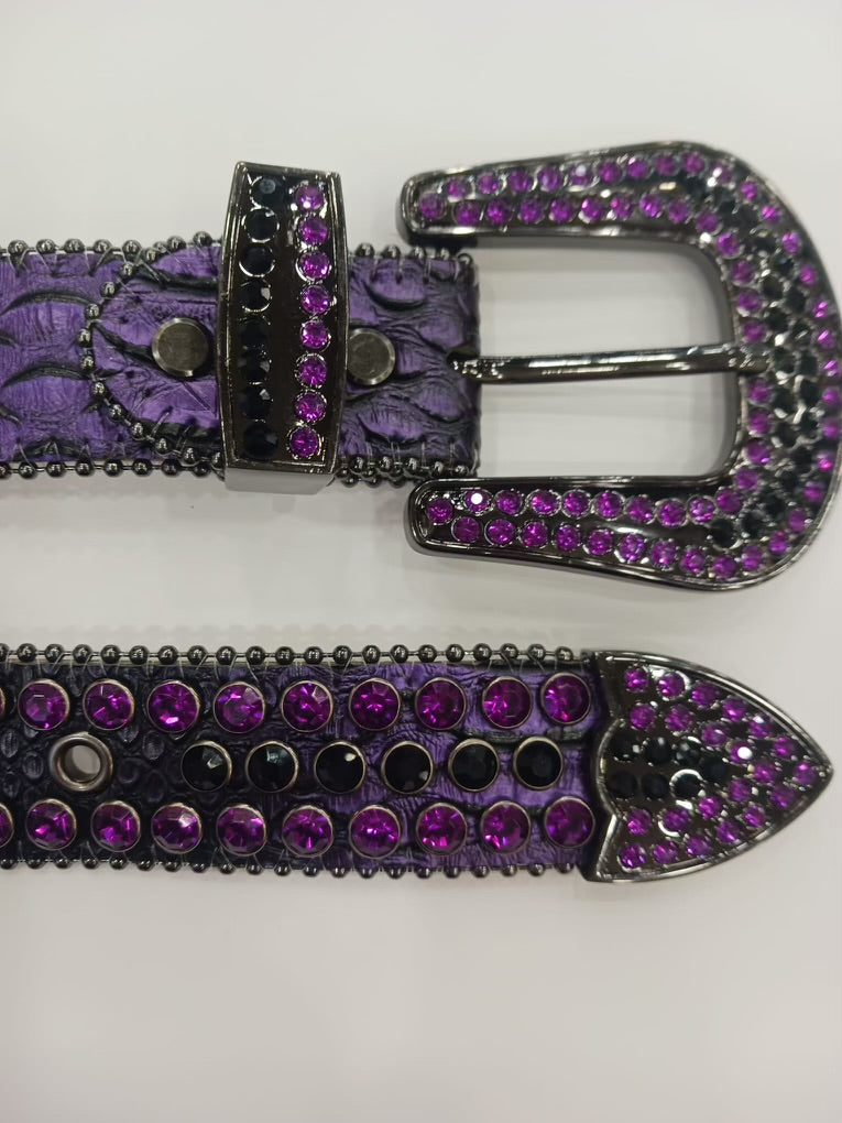 Black-/Purple Crystal Belt